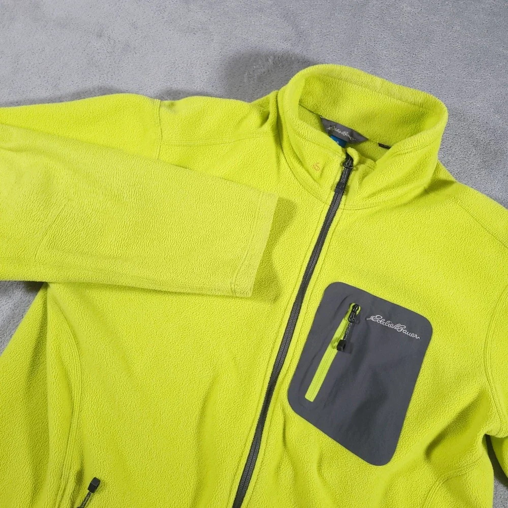 Eddie Bauer Fleece Jacket Mens L Yellow First Ascent Polartec Full Zip Outdoor